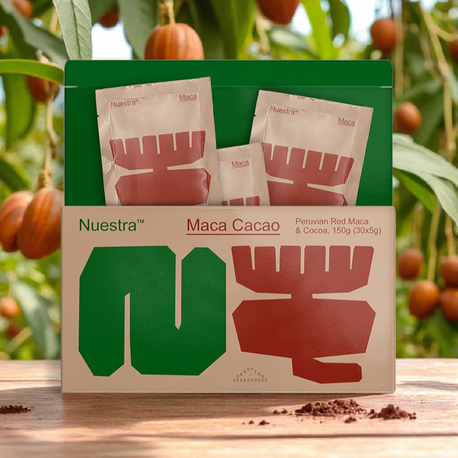 Nuestra MacaCacao - Red Maca Extract & Cocoa - Box 150g (30x5g Bags)*++*Nuestra Maca - Red Maca Extract & Cacao, box 150g (30x5g)
